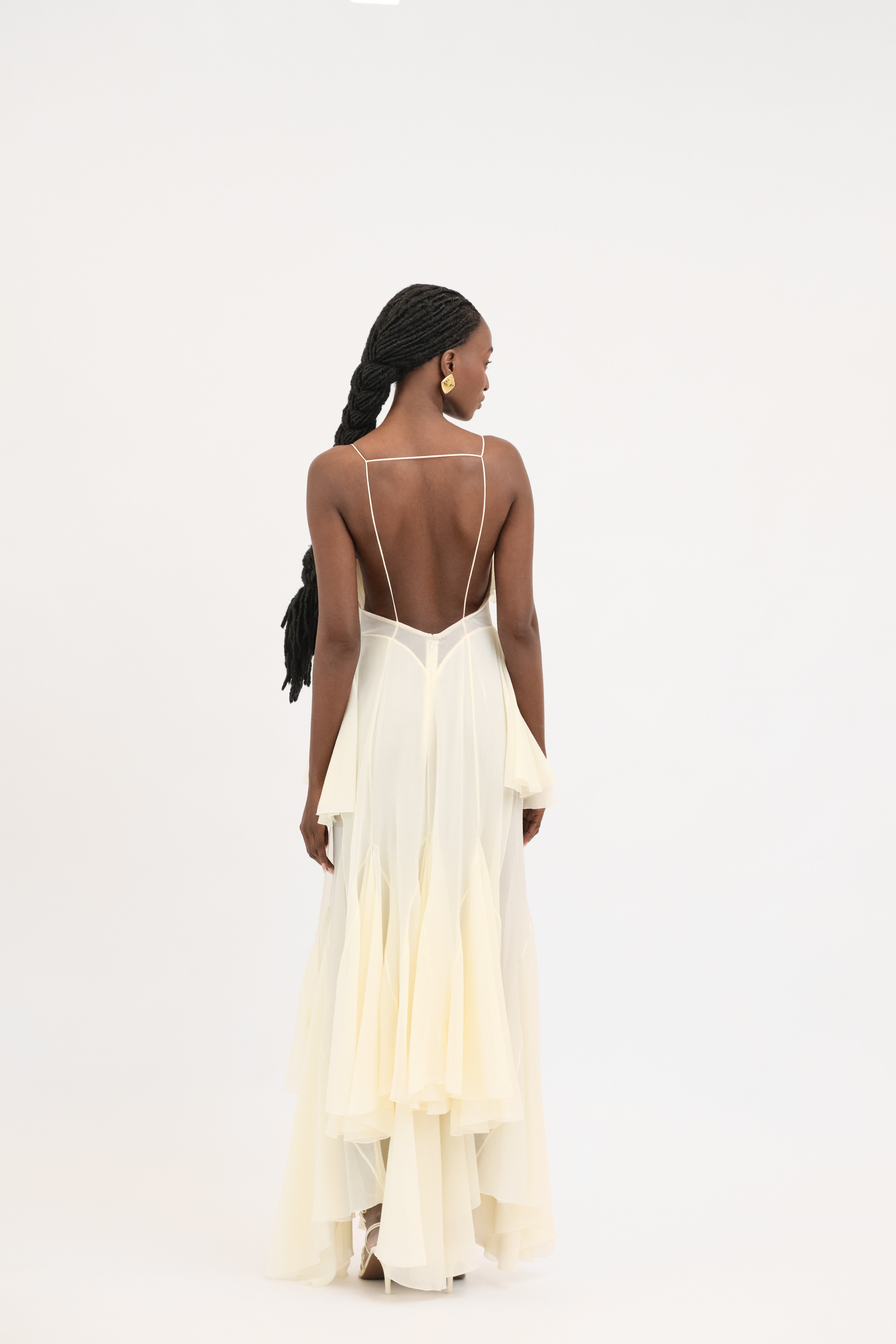 Flared Maxi silk dress “Wildfires” - Beige