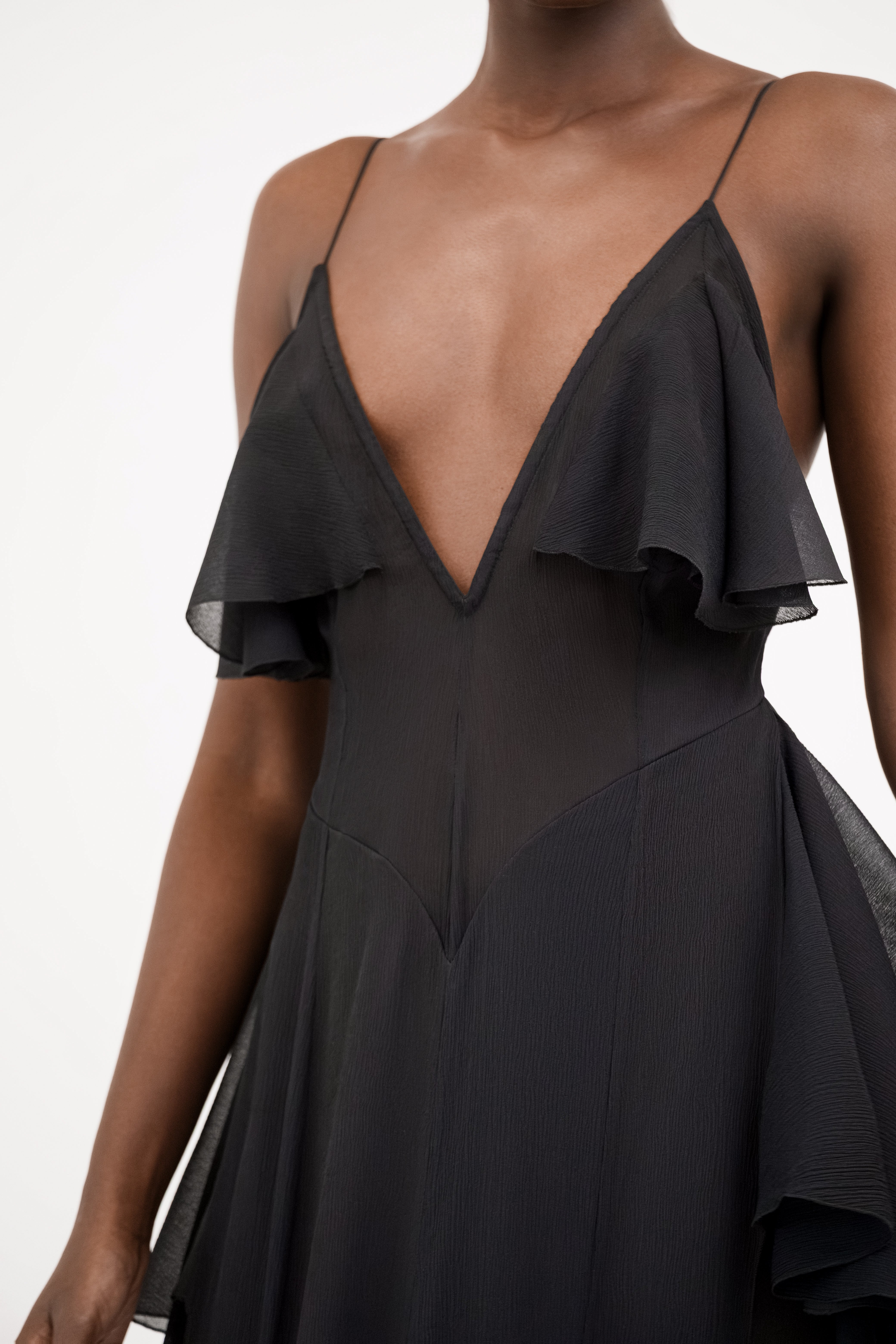 Flared Maxi silk dress “Wildfires” - Black