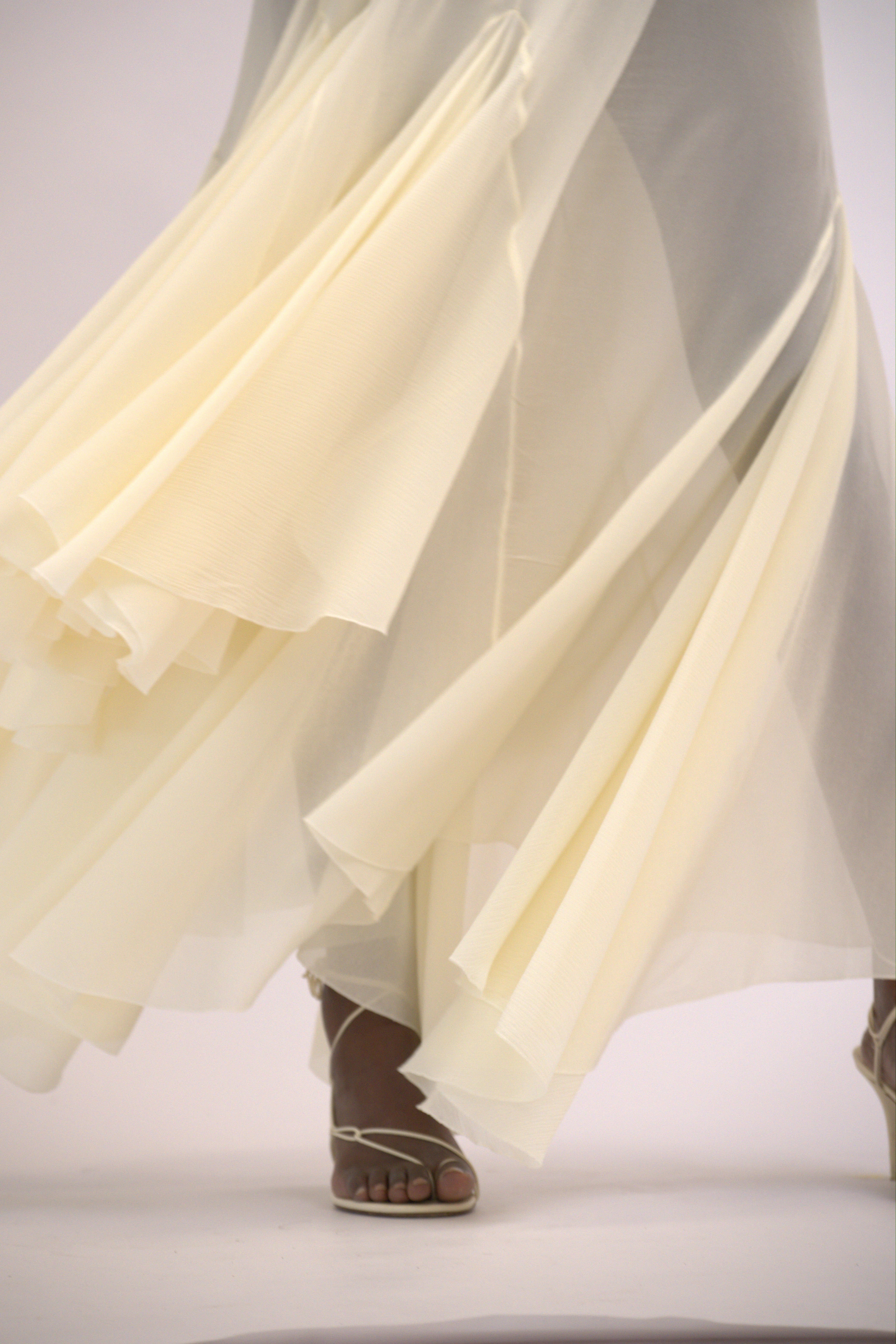 Flared Maxi silk dress “Wildfires” - Beige