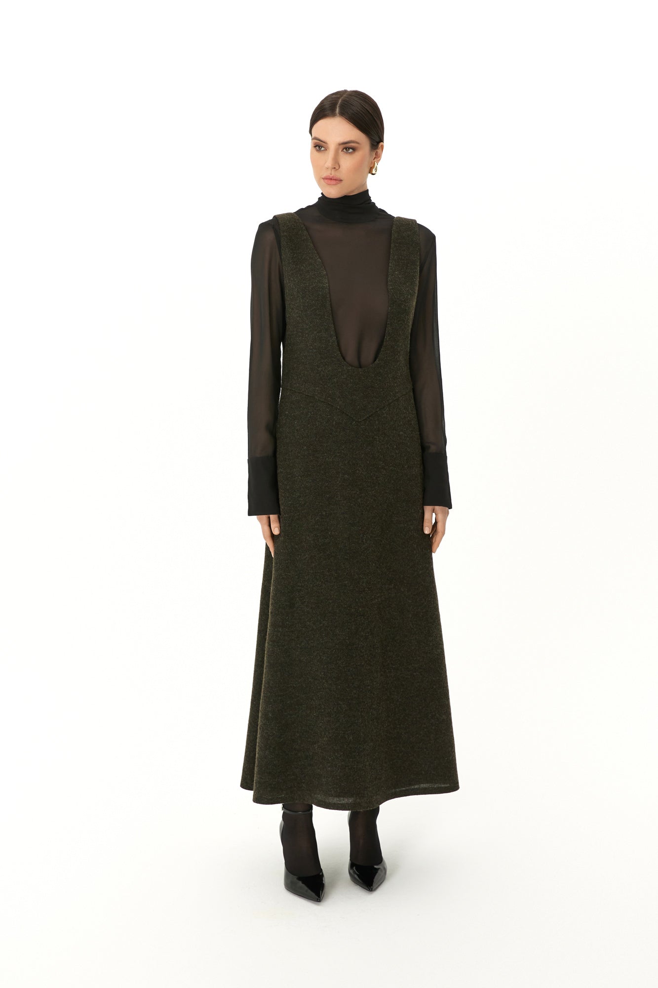Flared Maxi wool dress