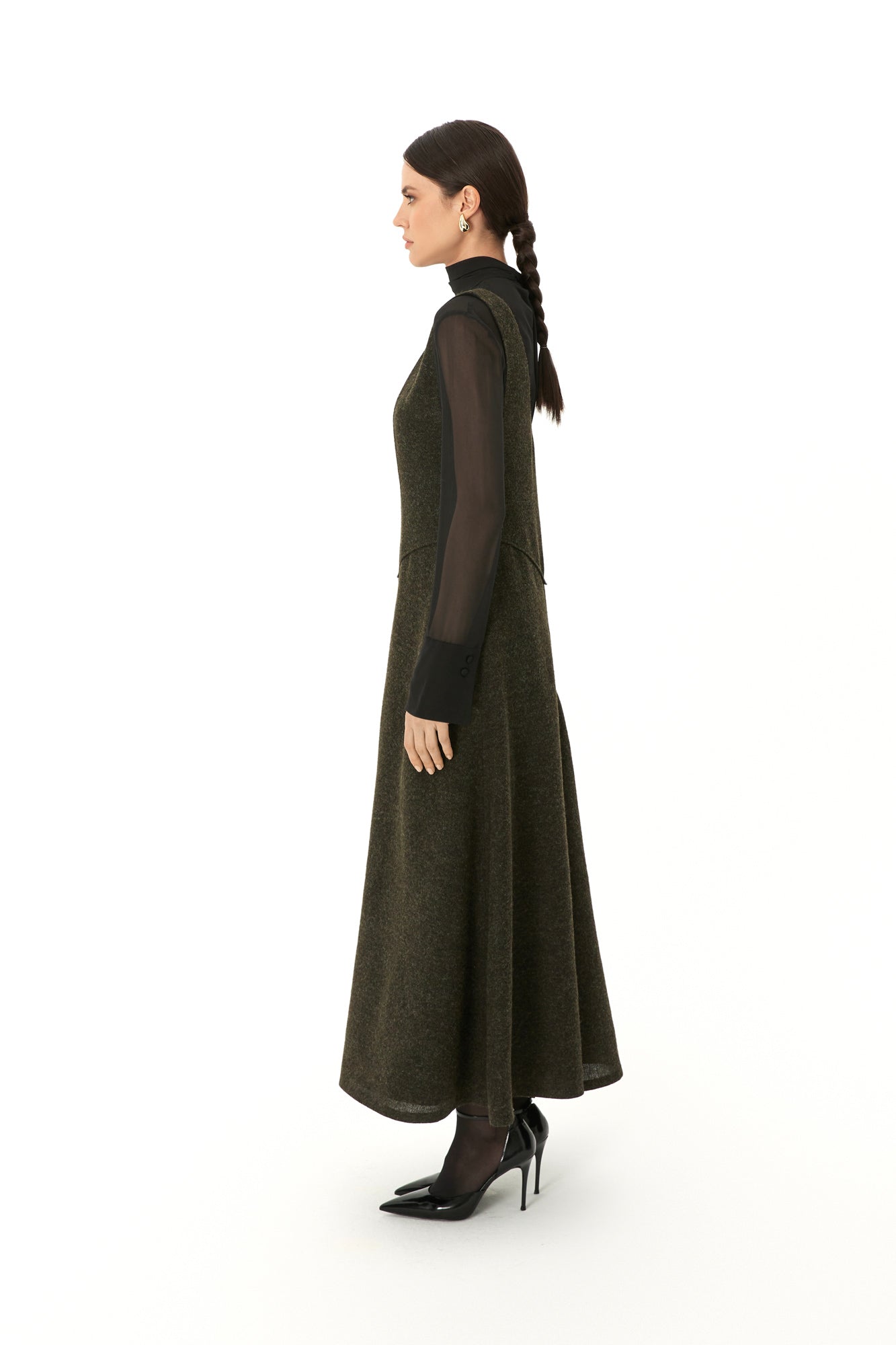 Flared Maxi wool dress