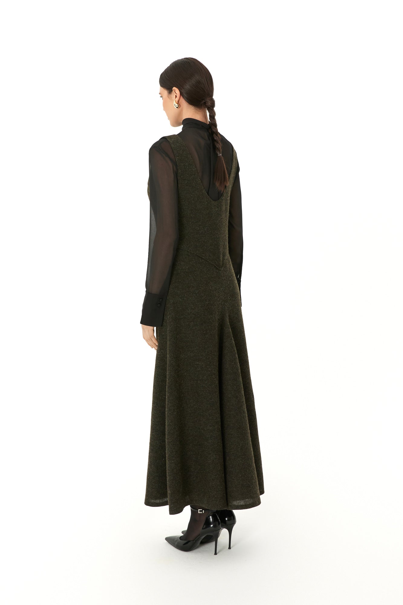 Flared Maxi wool dress