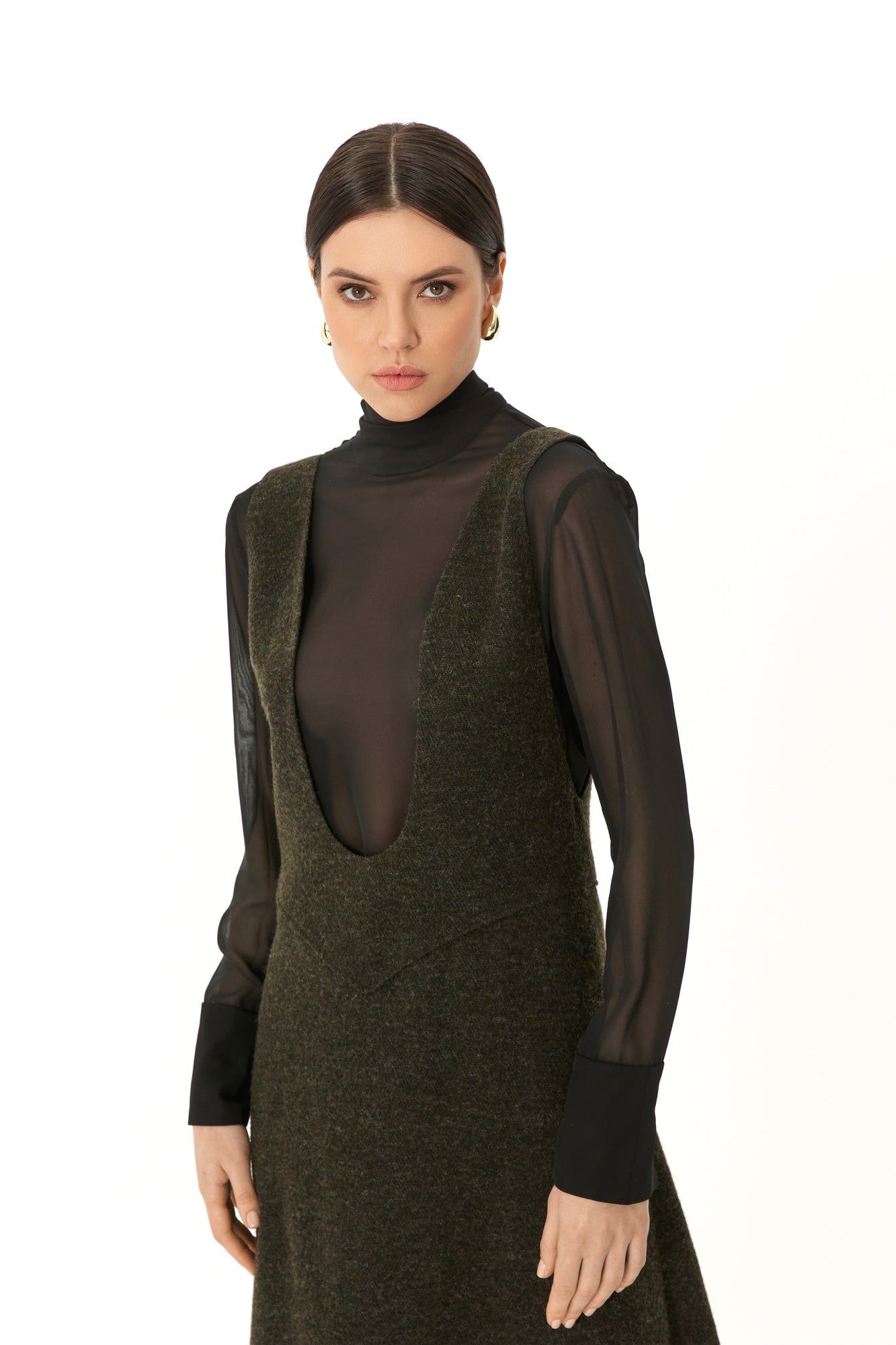 Flared Maxi wool dress