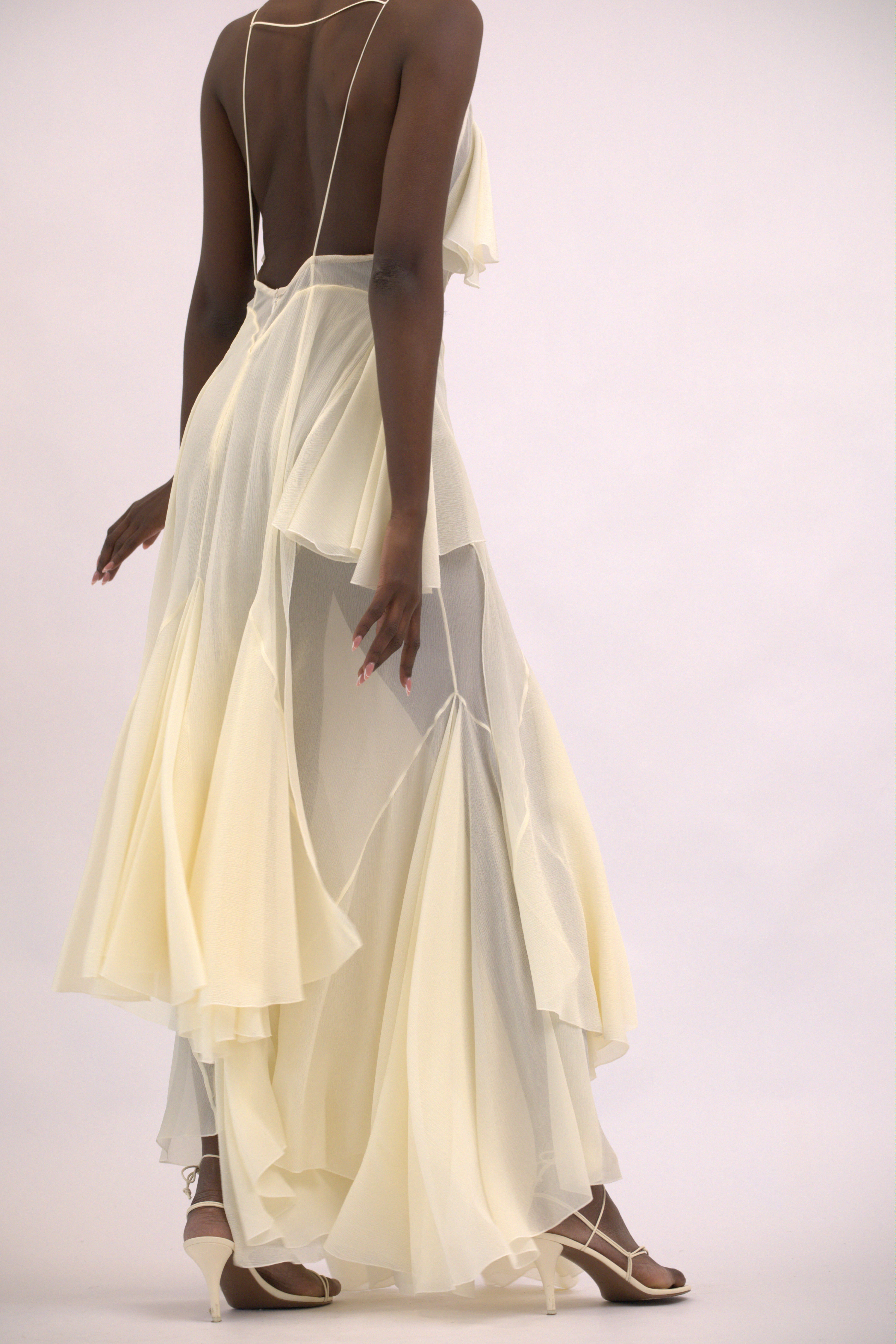 Flared Maxi silk dress “Wildfires” - Beige