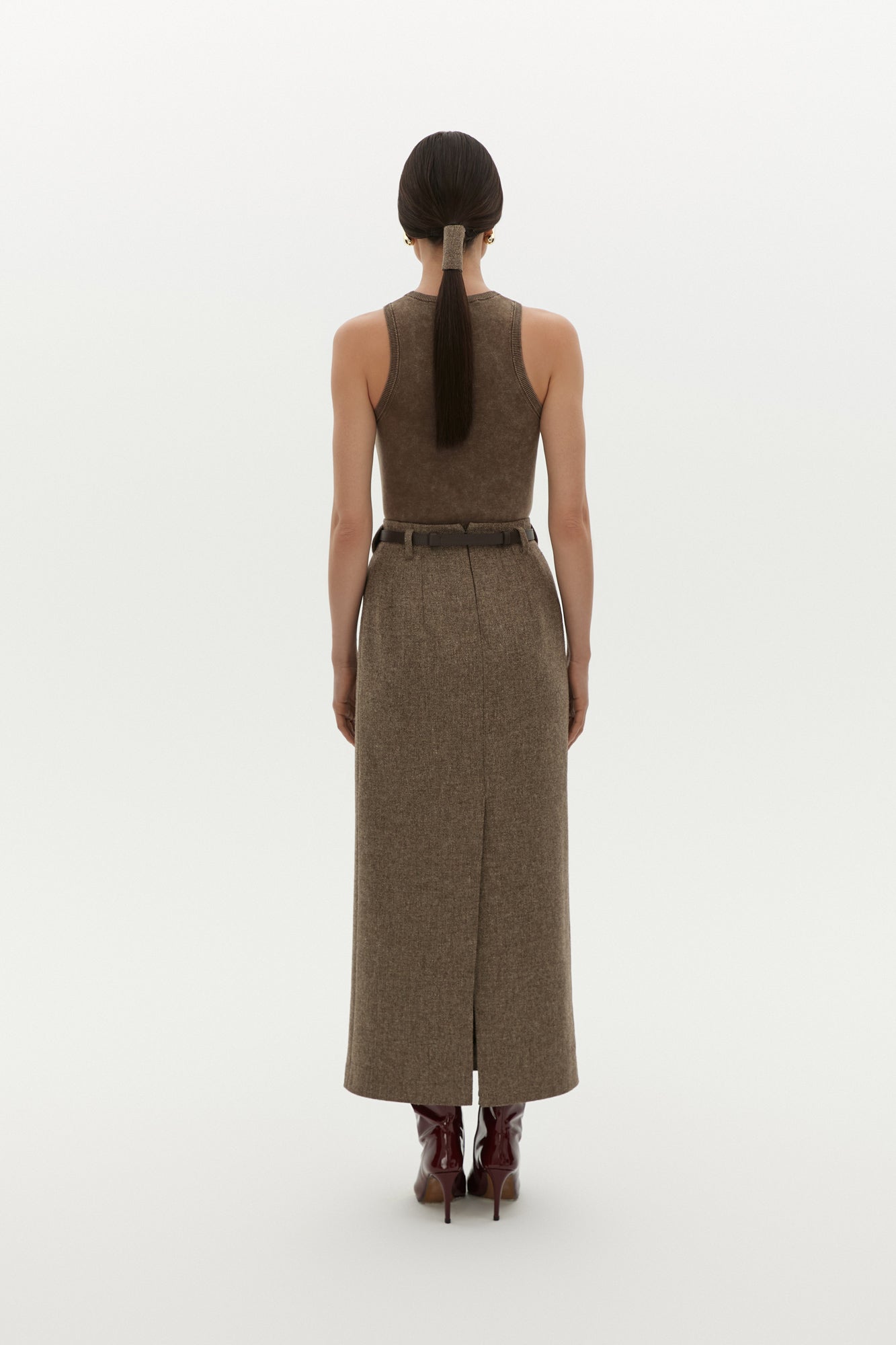 Maxi Wool Skirt in Brown