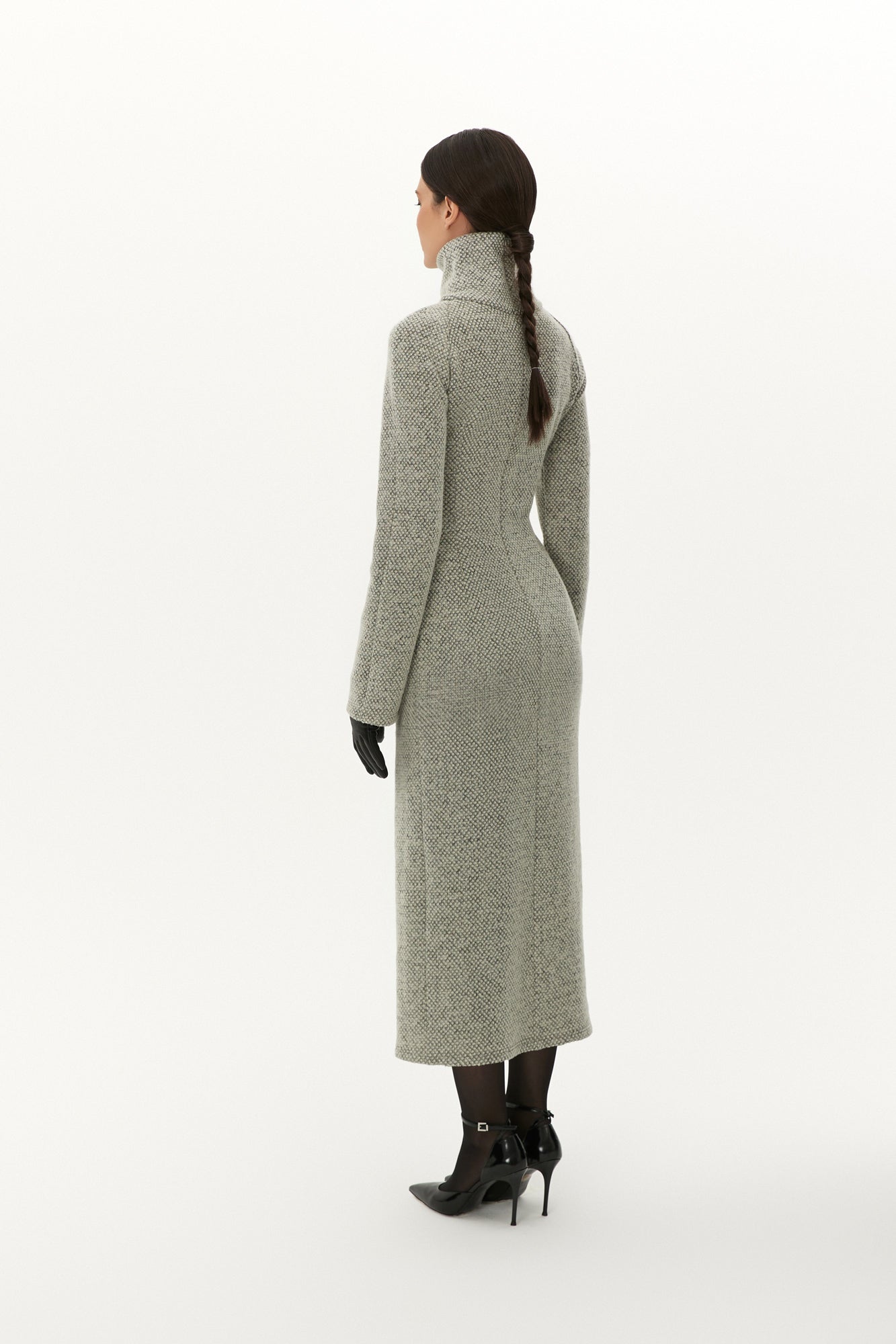 Turtleneck Wool Dress in Grey