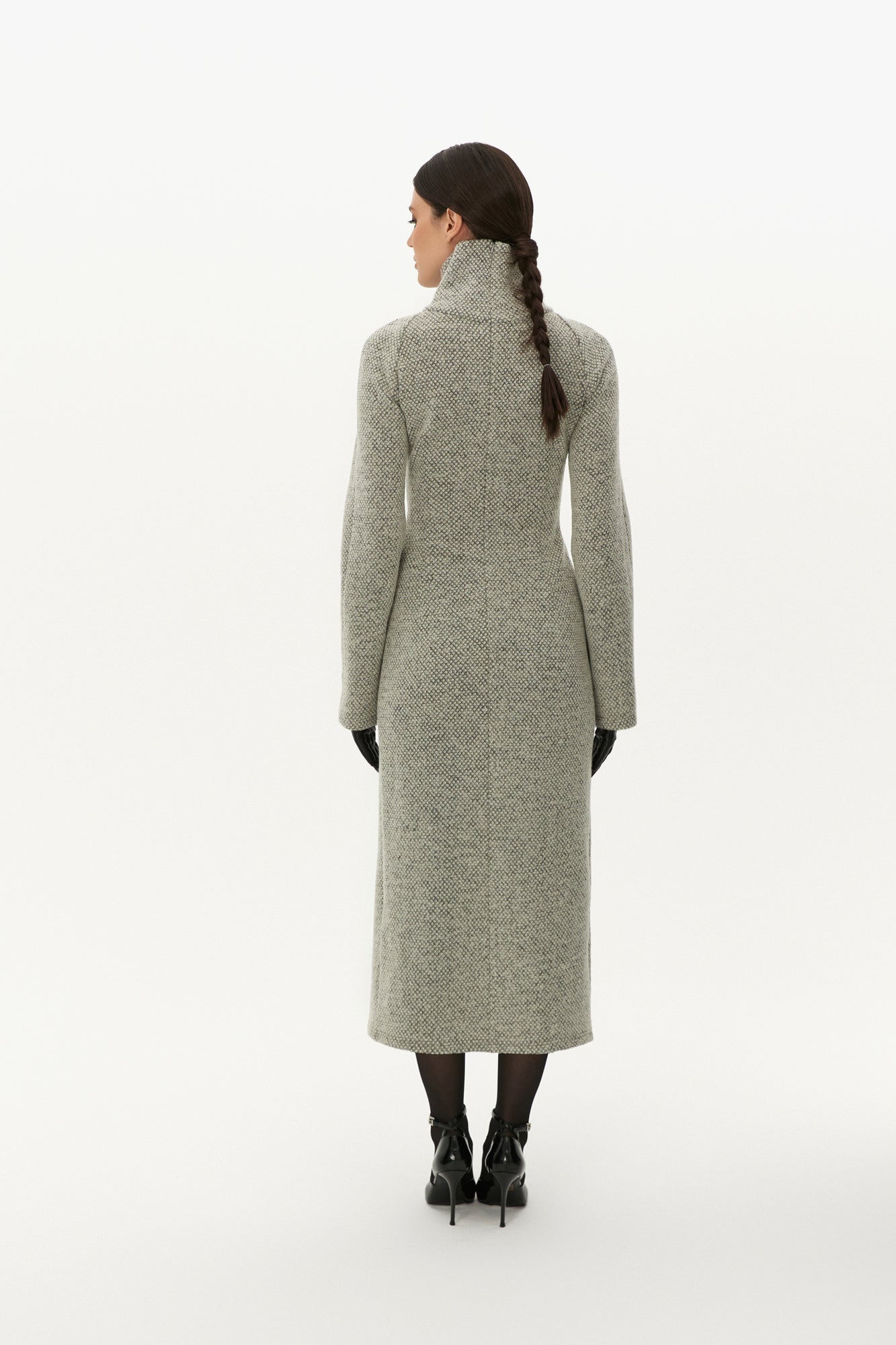 Turtleneck Wool Dress in Grey