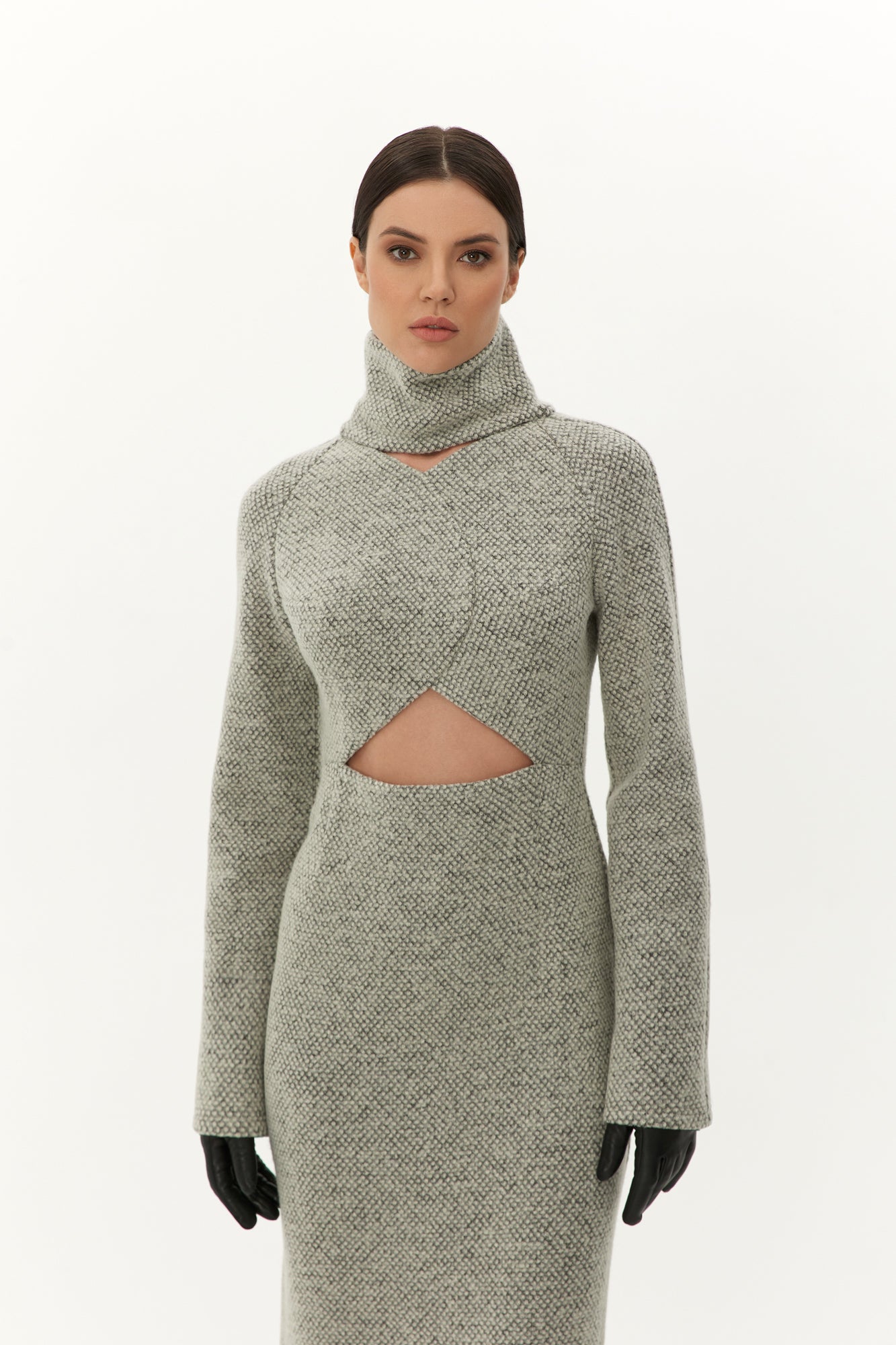 Turtleneck Wool Dress in Grey