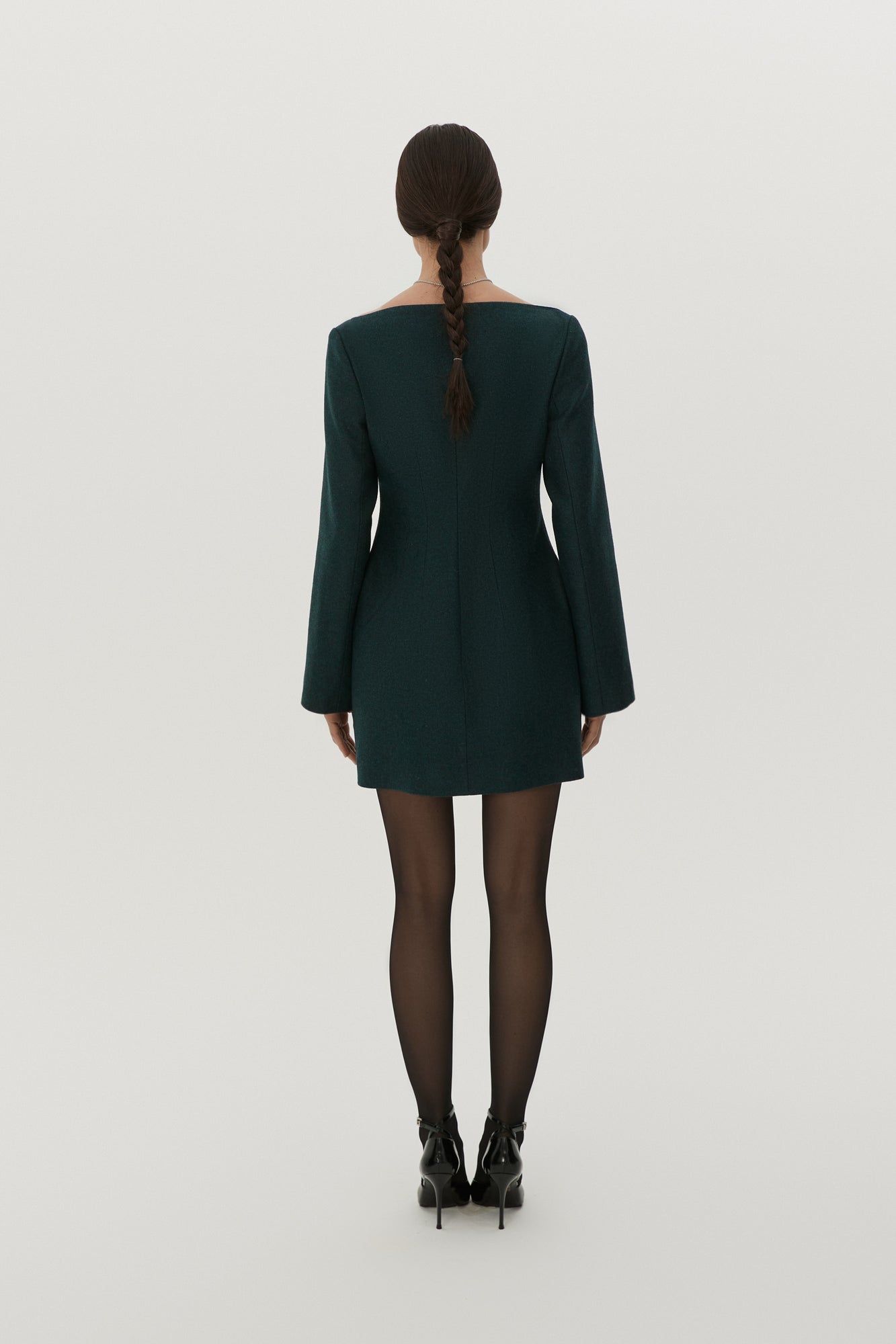 Wool Blazer Minidress in Dark Green