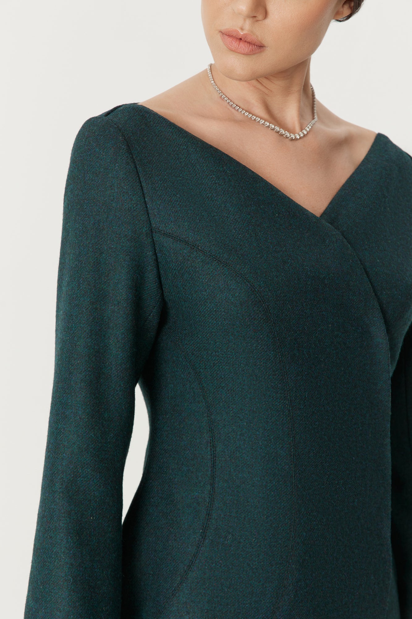 Wool Blazer Minidress in Dark Green