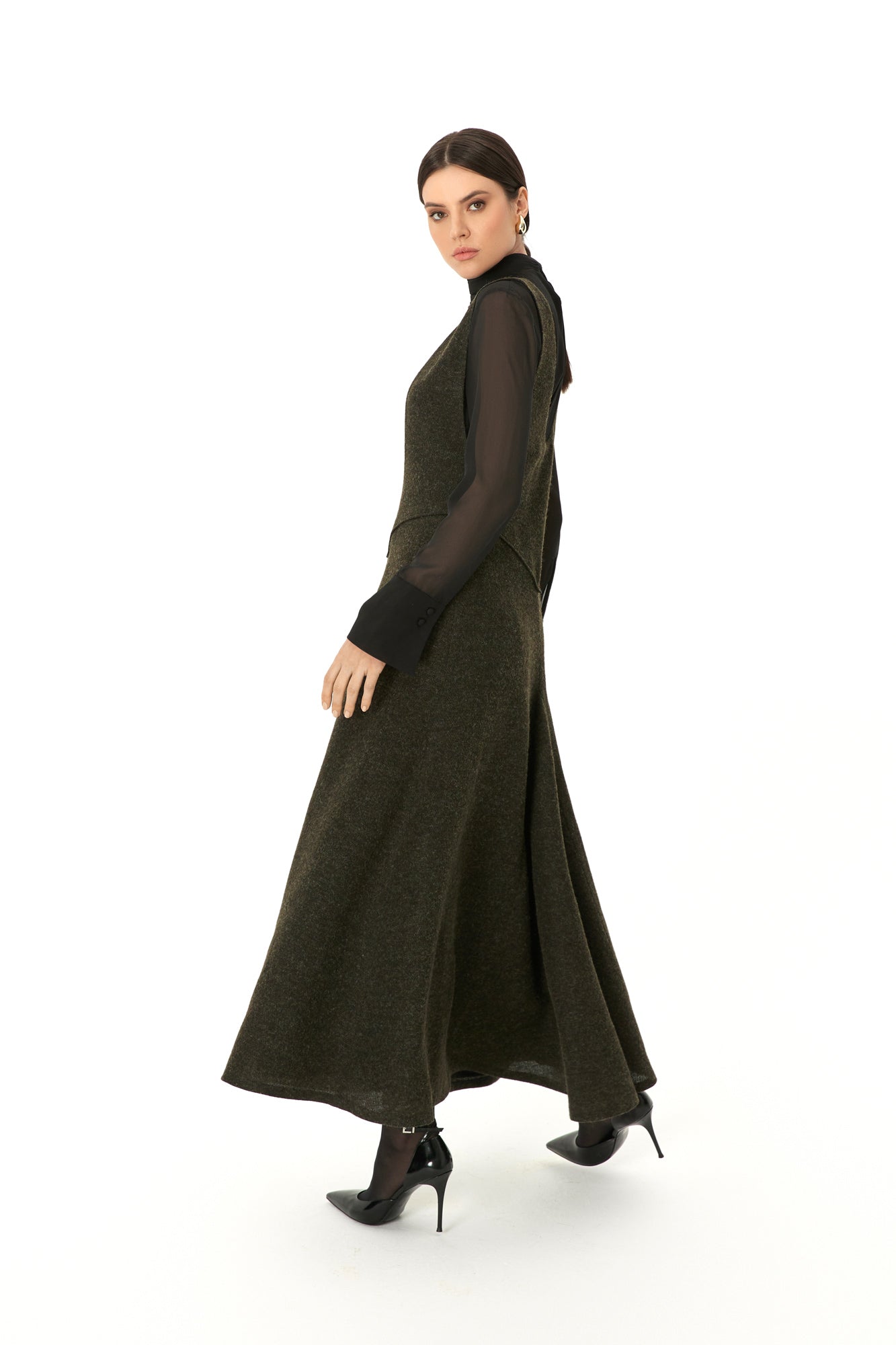 Flared Maxi wool dress